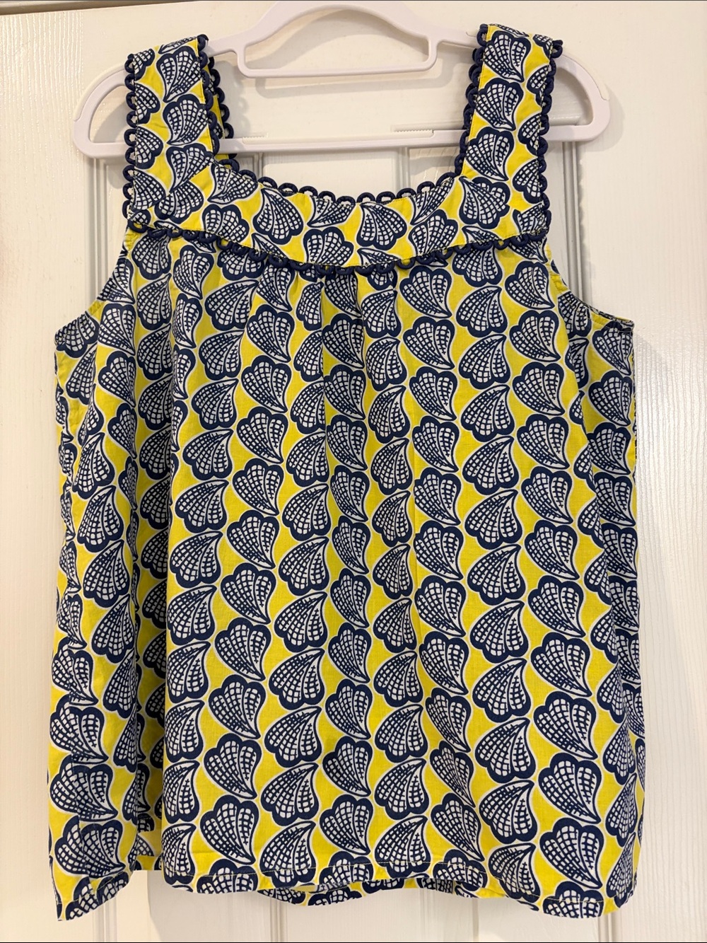 Boden Navy and Yellow Scalloped Square-Neck Tank - Picture 2 of 6